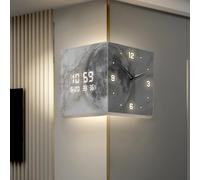 GXLBDK Pendule Murale Moderne Lune,Horloge Murale d'angle Double Face, Horloge Murale d'angle Numérique, Horloge Murale Silencieuse D'installation Simple d'angle,Remote Control Switch,10in