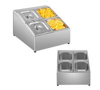 GXLBDK Station De Garniture pour Pizza,Récipient Gastronorm avec Organisateur De Nourriture Conteneur De Stockage Restaurant Hôtel Maison Acier Inoxydable,1/6,Single 5Grid