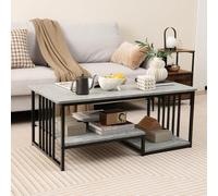 GXLBDK Table Basse,Moderne de Salon,avec 2 Niveaux Rangement,Métallique Pieds et Tray Design, Rectangulaire,Gris,120cm/47.2in