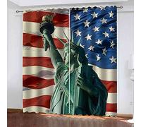 GXLOGA Rideau Occultant Rideau Salon Rideau Thermique Isolant et Phonique à Oeillets Rideaux Lot de 2 Statue de la Liberté pour Chambre d'enfants Cuisine Fenêtre Décoration Moderne 140x160 cm(LxH)
