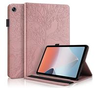 GXLONG Ooboom Coque pour Oppo Pad Air, La Vie Arbre Modèle Flip Smart Cover Housse Étui Case PU Cuir Multi-Angle Supporter avec Carte de Crédit Fentes Élastique - Or Rose