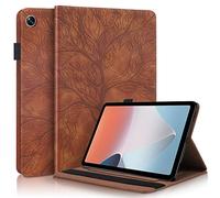 GXLONG Ooboom Coque pour Oppo Pad Air, La Vie Arbre Modèle Flip Smart Cover Housse Étui Case PU Cuir Multi-Angle Supporter avec Carte de Crédit Fentes Élastique - Marron