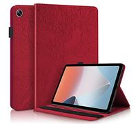 GXLONG Ooboom Coque pour Oppo Pad Air, La Vie Arbre Modèle Flip Smart Cover Housse Étui Case PU Cuir Multi-Angle Supporter avec Carte de Crédit Fentes Élastique - Rouge