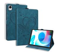 GXLONG Ooboom Coque pour Realme Pad Mini, Papillon Coeur Modèle Magnétique Flip Smart Cover Housse Étui Wallet Case PU Cuir Supporter Carte de Crédit Fentes - Bleu