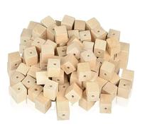 GXMDSGZ Cube en Bois Cubes artisanaux en Bois 15/20/25/30mm, 5 à 20 pièces avec Trous, Blocs de Perles Solides inachevés for projets Bricolage(20mm 10pcs)