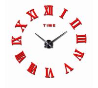 GXMDSGZ Horloge Murale numérique Simple et Moderne à Faire soi-même, silencieuse, for Bureau, Salon, Maison, décoration Murale, Autocollant Mural sans Perforation(Red)