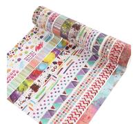 GXMDSGZ Lot de 12 rubans adhésifs Washi géométriques for scrapbooking, masquage, feuille d'or, décoration for journal intime(Color-04)