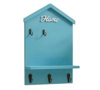 GXMDSGZ Porte Clef Mural Porte-clés en bois avec 5 crochets, style maison, for rangement suspendu(Blue)
