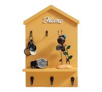 GXMDSGZ Porte Clef Mural Porte-clés en bois avec 5 crochets, style maison, for rangement suspendu(Orange)