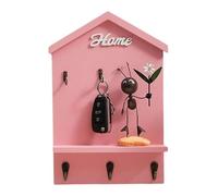 GXMDSGZ Porte Clef Mural Porte-clés en bois avec 5 crochets, style maison, for rangement suspendu(Pink)