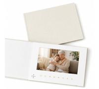 GXNI Livre photo et vidéo en lin de luxe, écran IPS de 7", mémoire de 4 Go, batterie rechargeable, jusqu'à 3 heures de stockage vidéo HD, parfait pour les mariages, anniversaires, anniversaires de