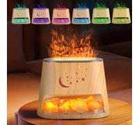 Gxpjycfob 2 en 1 Diffuseur d'Huiles Essentielles 260ML & Lampe en Cristal de Sel Himalaya - 7 Couleurs, Effet Flamme, Arrêt Automatique, sans BPA