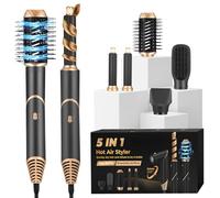 Gxpjycfob Air Styler 5 en 1, Brosse Soufflante 1000 W, Brosse à Air Chaud avec Brosse Lissante pour Sécher, Lisser et Coiffer, Soin Ionique, Bigoudi, Sèche-Cheveux Set pour Tous Les Types de Cheveux