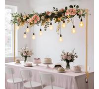 Gxpjycfob Arche de Table Extensible Or, Tige Décorative de Table avec Pinces, 120CM-260CM, Tige de Suspension en Métal sur Table pour Noël, Mariage, Anniversaire, Décoration de Fête