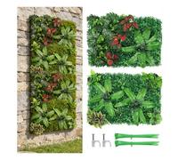 Gxpjycfob Lot de 2 Panneaux Muraux pour Plantes Artificielles 60 x 40 cm,Art Mural Artificiel en Soie Plantes,Faux Panneaux de Plantes avec Feuilles,Réaliste Décoration pour l'intérieur,l'extérieur