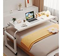 GXQFC Table à roulettes réglable en hauteur - Bureau d'ordinateur debout - Plateau alimentaire - Table médicale à roulettes avec déflecteur pour lit simple/double/grand lit/king size (couleur : blanc)