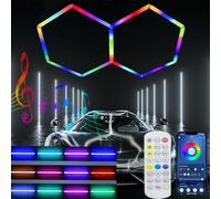 GXQFF Lampe De Plafond LED pour Garage avec RGB, Éclairage Garage Hexagone LED RGB Lumières LED Hexagonales pour Garages, Gymnases, sous-sols, Entrepôts, Ateliers De Détail Automobile-2grilles||RGB