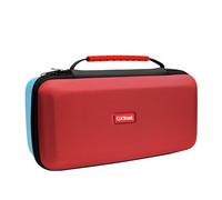 GXTrust 1251RB Pochette pour Nintendo Switch 2, Étui Switch avec Conception Antichoc, Poignée, Espace pour 4 Joy-Cons, Housse avec Pochette pour Dragonnes et 12 Jeux, Rouge / Bleu
