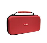 GXTrust 1251RB Pochette pour Nintendo Switch 2, Étui Switch avec Conception Antichoc, Poignée, Espace pour 4 Joy-Cons, Housse avec Pochette pour Dragonnes et 12 Jeux, Rouge / Bleu