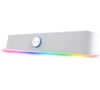 Gxtrust 1619W Rhox Barre De Son Éclairée Rgb, Enceintes Stéréo 2.0 Éclairage Led, 12W, Alimentation Usb, Câble Aux 3.5 Mm, Enceinte Pc Pour Ordinateur Portable, Blanc