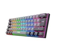 GXTrust 1873 Revyn 60% Clavier Mécanique AZERTY Français, Triple Mode 2.4GHz/BT/Filaire, Éclairage RGB, Batterie 50 Heures, Compact Mini Clavier Gamer 60 Pourcent Programmable PC Portable, Noir/Gris