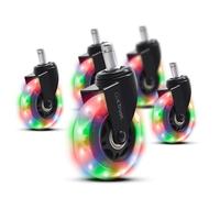 GXTrust 701 Gel Roulette LED pour Chaise de Gaming 5 Pcs, Roues Silencieuses Standard 11mm, 360° Glisse Fluide, Roues de Remplacement pour Chaises de Bureau, Éclairage LED