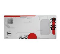 GXTrust 759 Tapis de Souris XXL Gaming Japon Blanc, Tapis de Bureau 900x400 mm avec Bords Cousus, Texture de Surface Optimisée, Dessous Caoutchouté Antidérapant, Japan Tokyo Anime Manga Kyoto