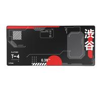 GXTrust 759 Tapis de Souris XXL Gaming Japon Noir, Tapis de Bureau 900x400 mm avec Bords Cousus, Texture de Surface Optimisée, Dessous Caoutchouté Antidérapant, Japan Tokyo Anime Manga Kyoto