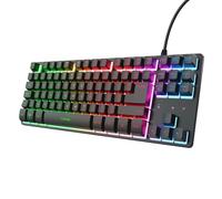 GXTrust 833 Thado Clavier Gamer TKL AZERTY Français, Clavier Filaire Compact (20% Plus Petit) à Membrane, Éclairage LED Multicolore, Câble USB de 1,8 m, PC Ordinateur Portable, Noir
