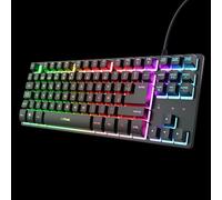 GXTrust 833 Thado Clavier Gamer TKL Disposition QWERTY espagnol, clavier rétroéclairé RGB à membrane Tenkeyless (20 % plus petit), anti-ghosting, câble USB, PC, ordinateur portable, noir