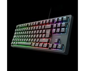 GXTrust 864 CADA TKL Clavier mécanique allemand QWERTZ avec éclairage RVB, commutateurs Huano marron, logiciel intégré, clavier de jeu programmable USB 80% pour PC et ordinateur portable