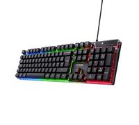 GXTrust Azor Clavier Gamer Filaire AZERTY Français, Éclairage LED, Noir | Mode Jeu, 8 Touches Anti-ghosting, Clavier Gaming à Membrane USB, LED Arc-en-Ciel, PC/Ordinateur Portable