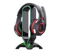 GXTrust Cintar Support pour Casque Gamer RGB, 2 Ports USB, Noir | Porte Casque avec Bords Éclairés par LED avec Rythme RGB, Pieds Antidérapants, Accessoire Bureau