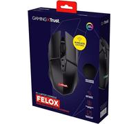 GXTrust Felox Souris Gamer sans Fil Rechargeable et Tapis de Souris, Noir | 80 Heures d'autonomie, 800-4800 PPP, Éclairage LED, 6 Boutons, Souris Gaming pour PC, Ordinateur, Windows
