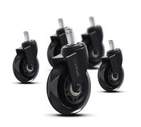 GXTrust Gel Roulette pour Chaise de Gaming, Noir, 5 Pcs | Roues Silencieuses Standard 11mm, 360° Glisse Fluide, Roues de Remplacement pour Chaises de Bureau