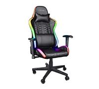 GXTrust Rizza Chaise de Bureau Gamer Éclairée RGB LED, 350 Couleurs, Noir | Fauteuil Gaming Dossier Inclinable à 175 degrés, Siège Ergonomique avec Pivotement sur 360 degrés