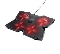 GXTrust Yozu Refroidisseur Ordinateur Portable 17,3 Pouces, Noir/Rouge | Support PC Portable, Refroidissement avec 4 Ventilateurs Éclairés, USB, Ventilateur pour PC Portable