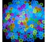 Gxueshan Lot de 1 000 perles poney phosphorescentes - 9 couleurs - Pour colliers, bracelets d'amitié, perles pour cheveux, tresses Kandi - 6 x 9 mm
