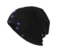 GXUNGT Beau chapeau tricoté ample imprimé papillon violet, chapeau d'hiver tricoté unisexe, chapeau sans bord, chapeau de haricot, bonnet élastique