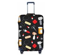 GXUNGT Housse de bagage de voyage à motif de médecine de dessin animé, housse de valise pliable personnalisée, parfaite pour tous les voyageurs, blanc, M