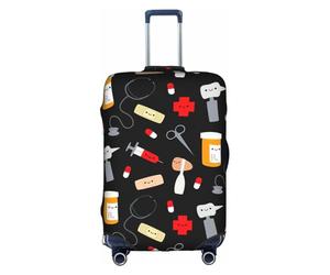 GXUNGT Housse de bagage de voyage à motif de médecine de dessin animé, housse de valise pliable personnalisée, parfaite pour tous les voyageurs, blanc, S