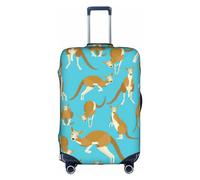 GXUNGT Housse de bagage de voyage amusante avec imprimé zoo de kangourou de dessin animé, housse de valise pliable personnalisée, parfaite pour tous les voyageurs, blanc, L