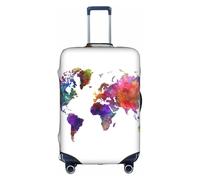 GXUNGT Housse de bagage de voyage avec carte en couleur, housse de valise pliable personnalisée, parfaite pour tous les voyageurs, blanc, XL