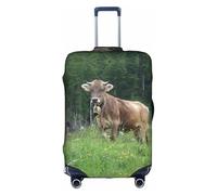 GXUNGT Housse de bagage de voyage pliable avec véritable vache suisse marron imprimée, parfaite pour tous les voyageurs, blanc, L
