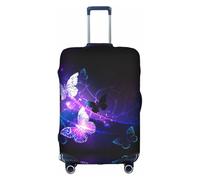 GXUNGT Housse de bagage de voyage pliable personnalisée avec imprimé papillons et violets, parfaite pour tous les voyageurs, blanc, M