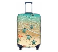 GXUNGT Housse de bagage de voyage pliable personnalisée avec imprimé tortue et étoile de mer, parfaite pour tous les voyageurs, blanc, S
