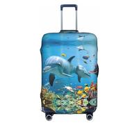GXUNGT Housse de bagage de voyage pliable personnalisée avec motif dauphin qui vous regarde, parfaite pour tous les voyageurs, blanc, L