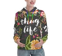 GXUNGT Thug Life Sweats à capuche pour femme avec imprimé fleurs, Noir , L