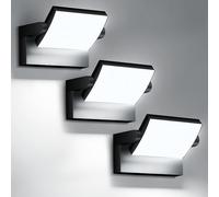 GXXG 3 Pièce 40W Applique Murale Exterieur LED 6000K Blanc Froid Noir Applique Murale Intérieure avec panneau LED pivotant à 350° Éclairage Extérieur Réglable de Façade en Aluminium Ip65 étanche