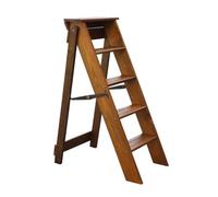 GXXINGIN Escabeau-échelle Pliant en Bois de Noyer pour Adultes, 5 marches, Design Robuste et Peu encombrant, idéal pour la Cuisine et Le Jardin